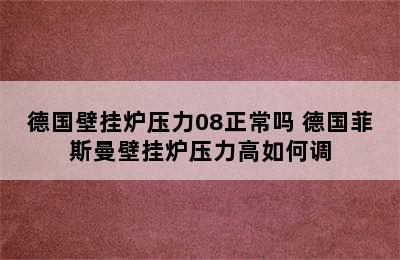 德国壁挂炉压力08正常吗 德国菲斯曼壁挂炉压力高如何调